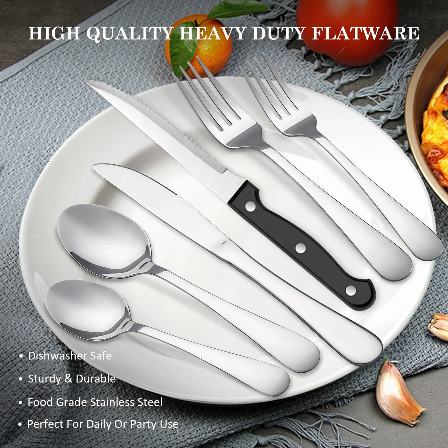 NONEDinnerware 24-Piece Stainless Steel Tableware Set for 4