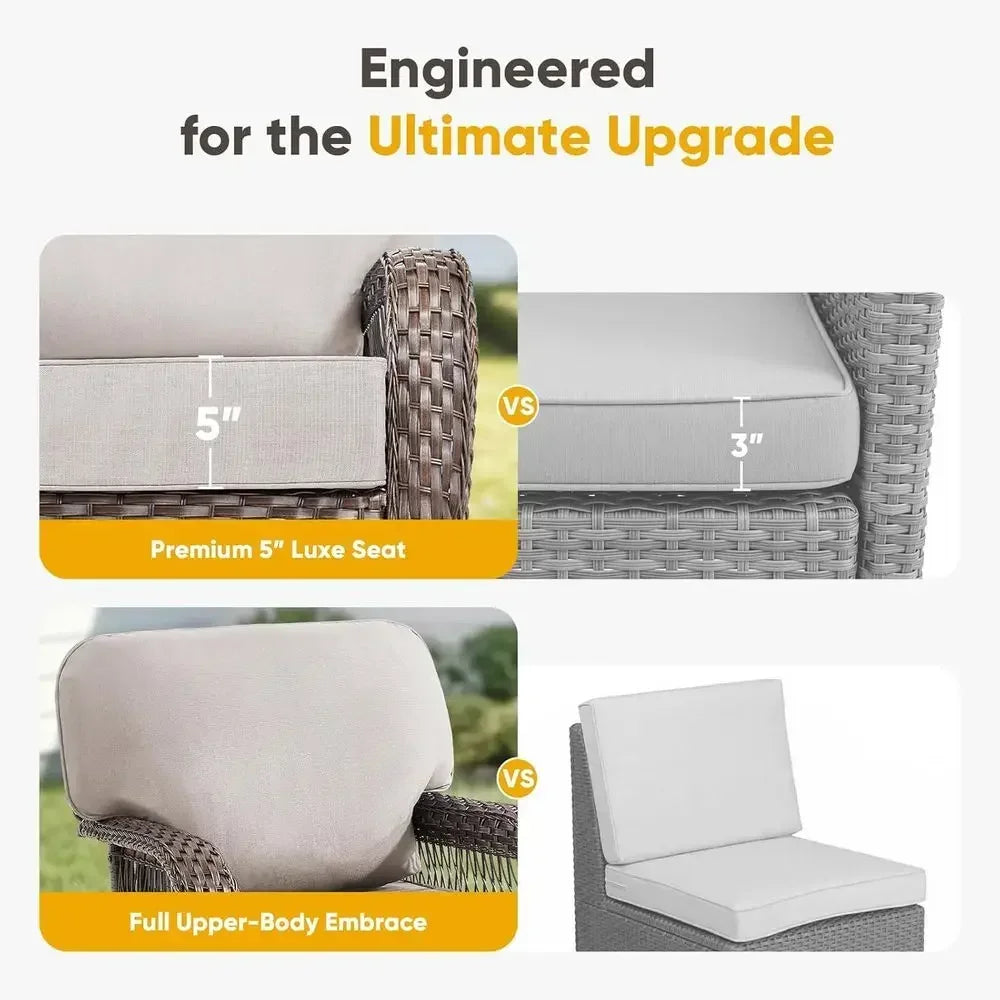 Luxury Outdoor High Back Sofa All Weather Wicker