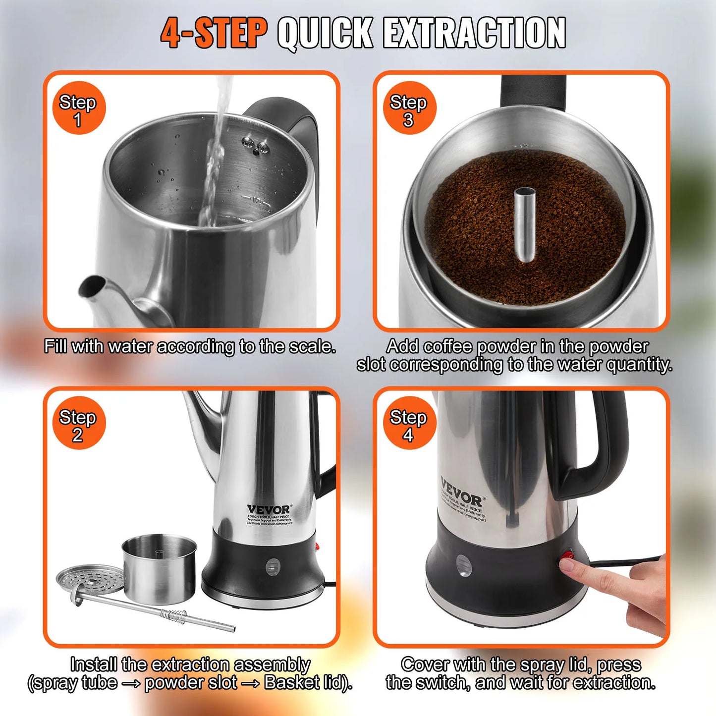 SucceBuy Electric Percolator Coffee Pot With Keep Warm