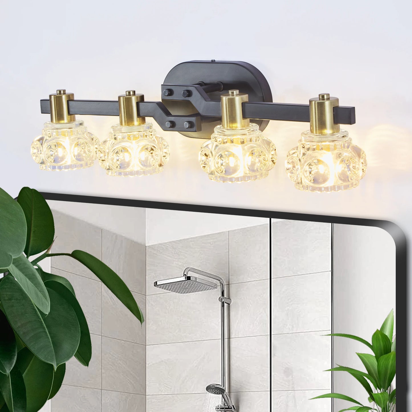 ARLGSITE Vintage Four Light Wall Sconce With Crystal Shades