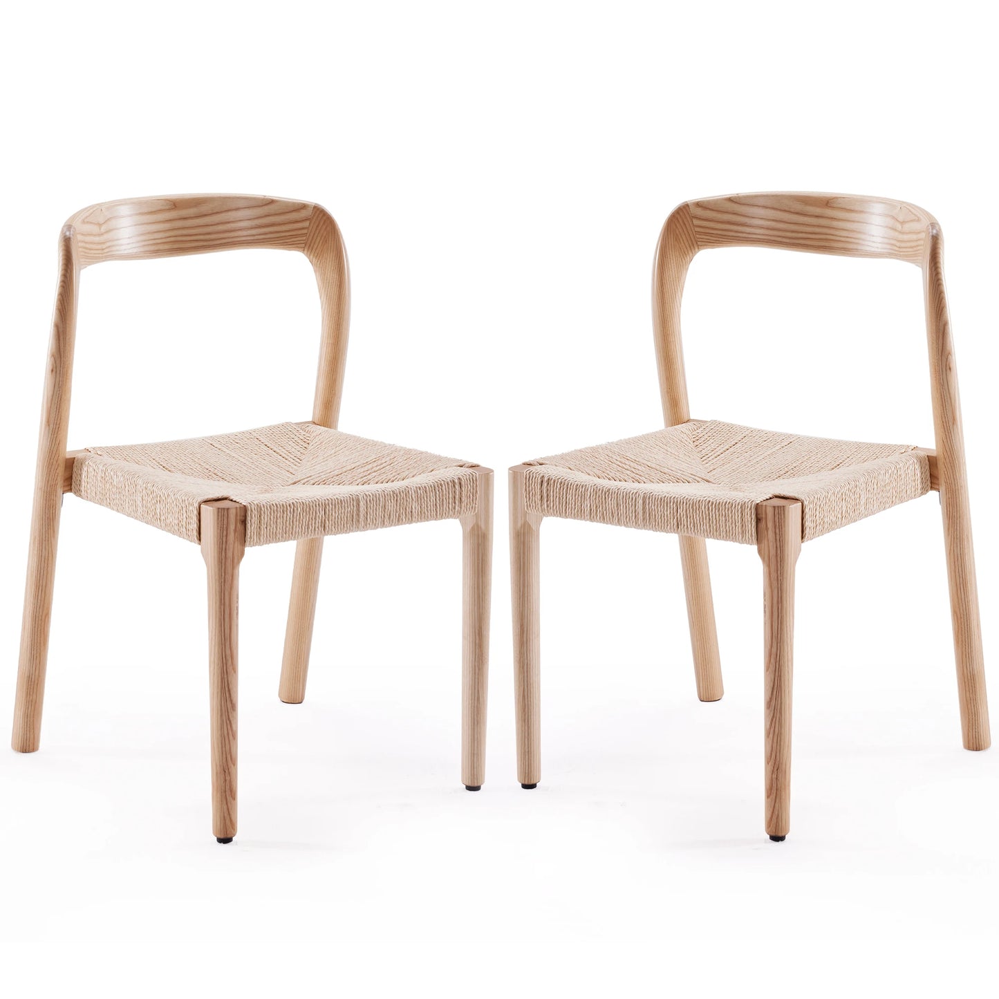FARINI Set of 2 Ash Wood Stackable Dining Chairs Modern