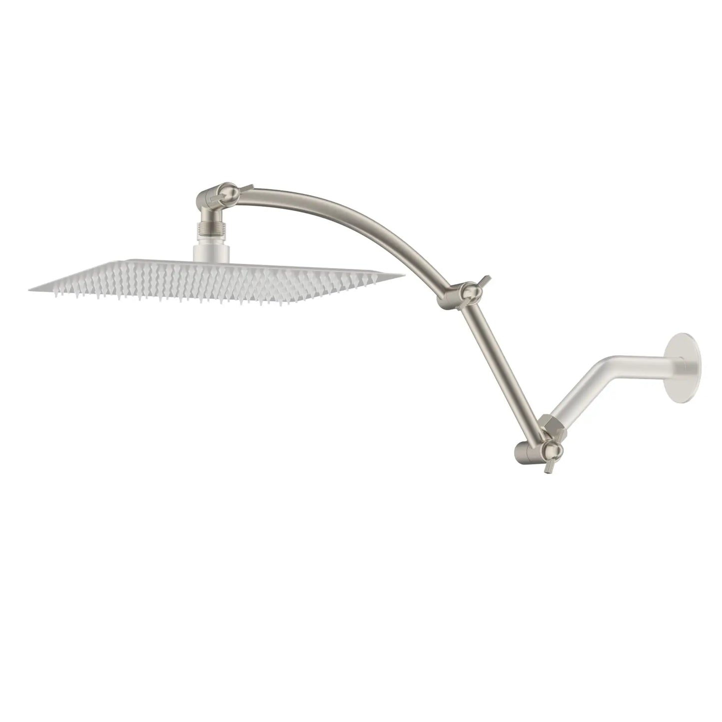 All Metal 16'' Shower Head Extension Arm Solid Brass Flexible Height & Angle Adjustable Shower Arm Extender with Lock Joint, Uni