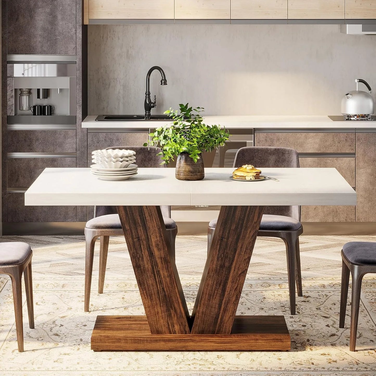 Little Tree Rustic Farmhouse Wood Dining Table