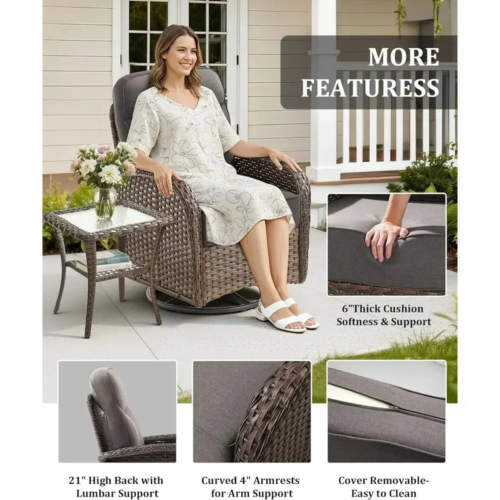 Outdoor Wicker Sofa Set 3-Piece Cushions Weather-Resistant