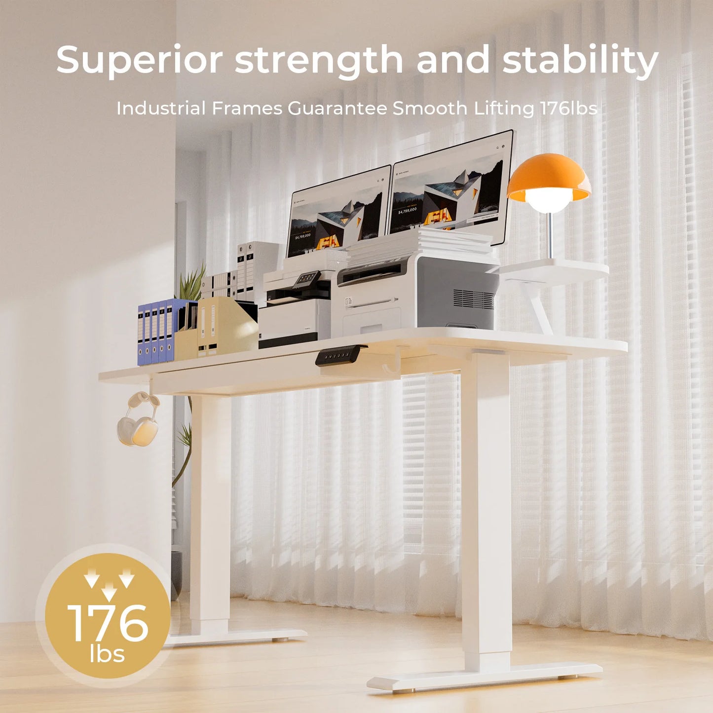 Electric Standing Desk With Drawers Height Adjustable Sit Stand Desk