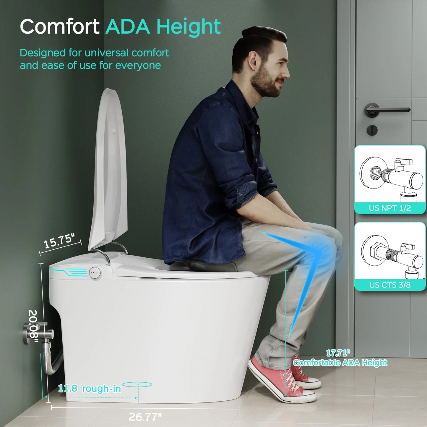 Smart Toilet With Built In Bidet Deodorization And Voice Control