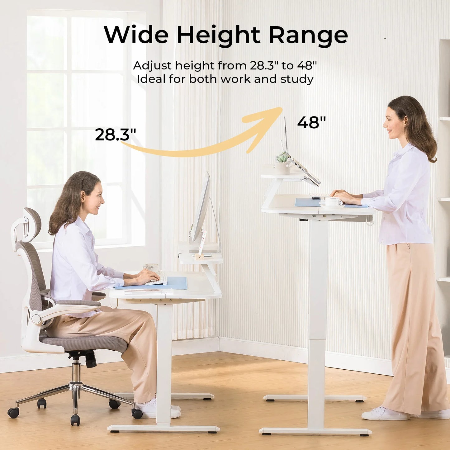 Electric Standing Desk With Drawers Height Adjustable Sit Stand Desk