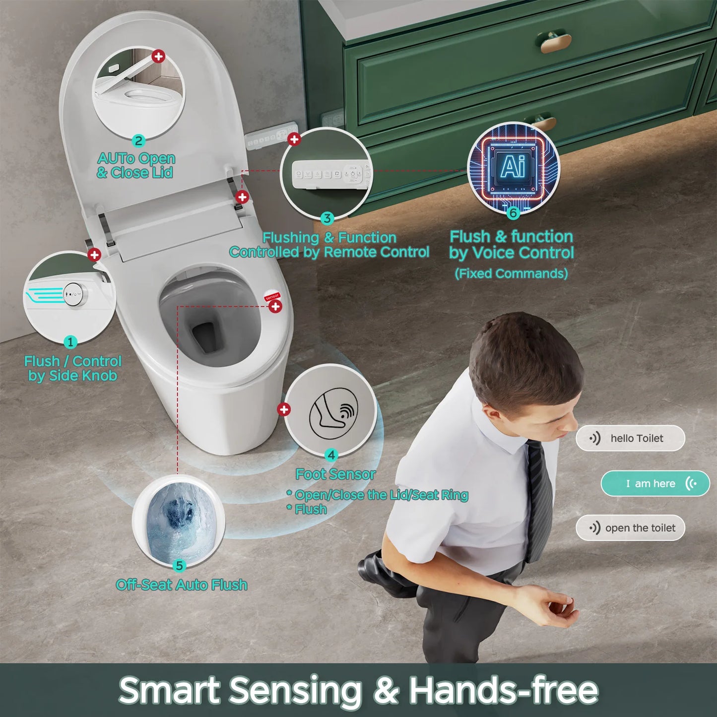 Smart Toilet With Built In Bidet Deodorization And Voice Control