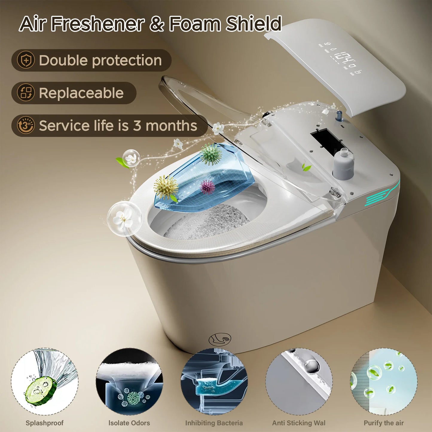 Smart Toilet With Built In Bidet Deodorization And Voice Control