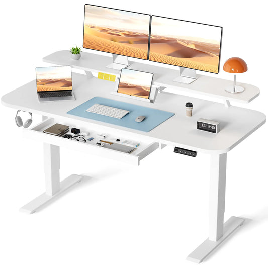 Electric Standing Desk With Drawers Height Adjustable Sit Stand Desk