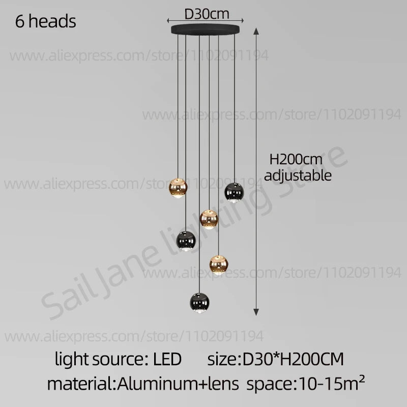Ceiling Spherical Suspended Staircase Pendent Lamp