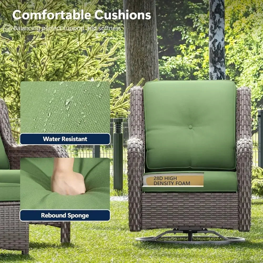 3-Piece Wicker Patio Furniture Set With 2 Swivel Chairs And Side Table
