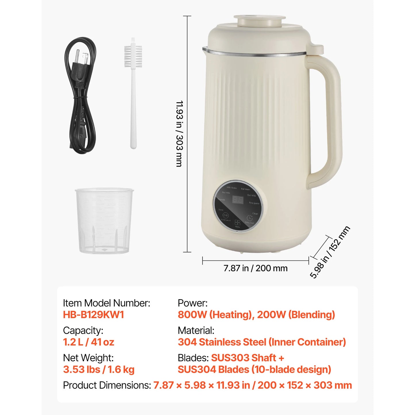 VEVOR 8-in-1 Nut Milk Maker With Self-Cleaning Function