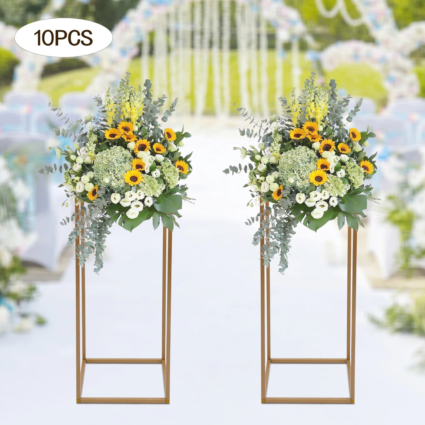 Gold Metal Wedding Flower Stand Set 10 Pieces Balloon Display