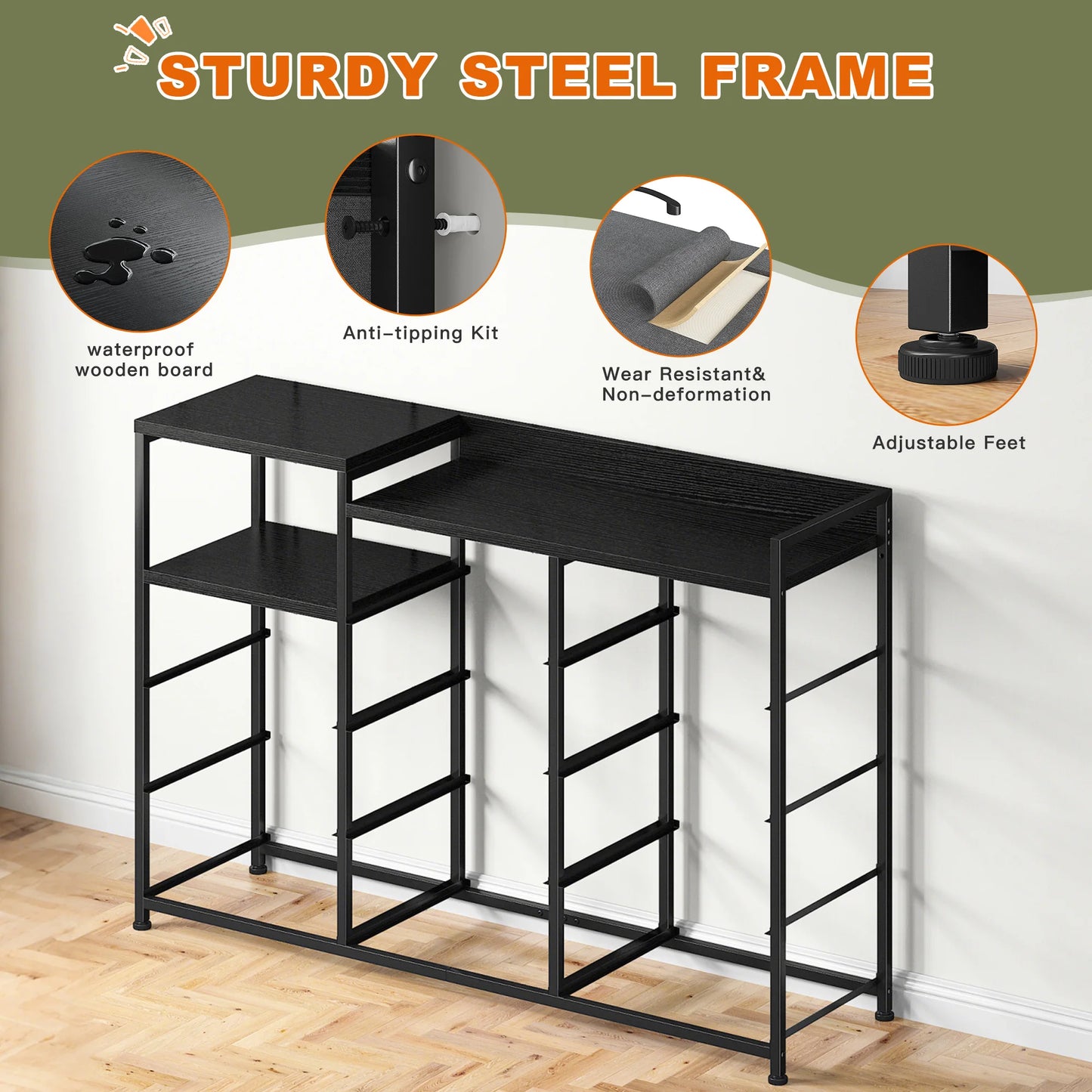 EnHomee 11-Drawer TV Stand And Dresser Combo With Metal Frame