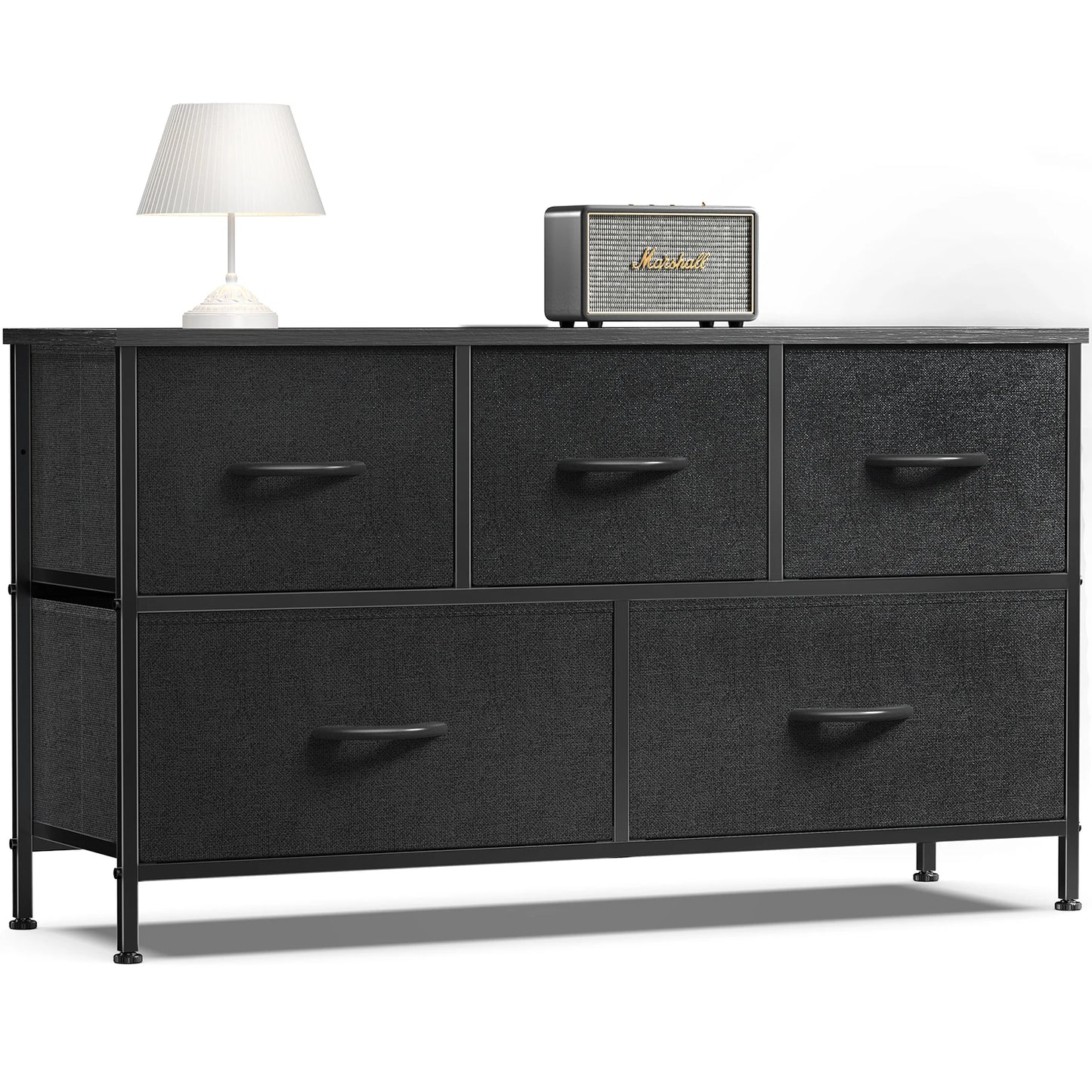 JHK Living Room Display Cabinet With Fabric Drawers Metal Frame