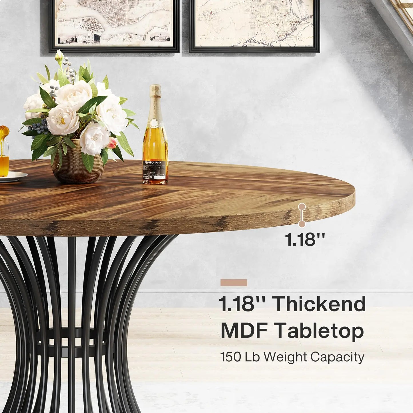 Tribesigns Round Dining Table For 4-6 People Farmhouse Kitchen