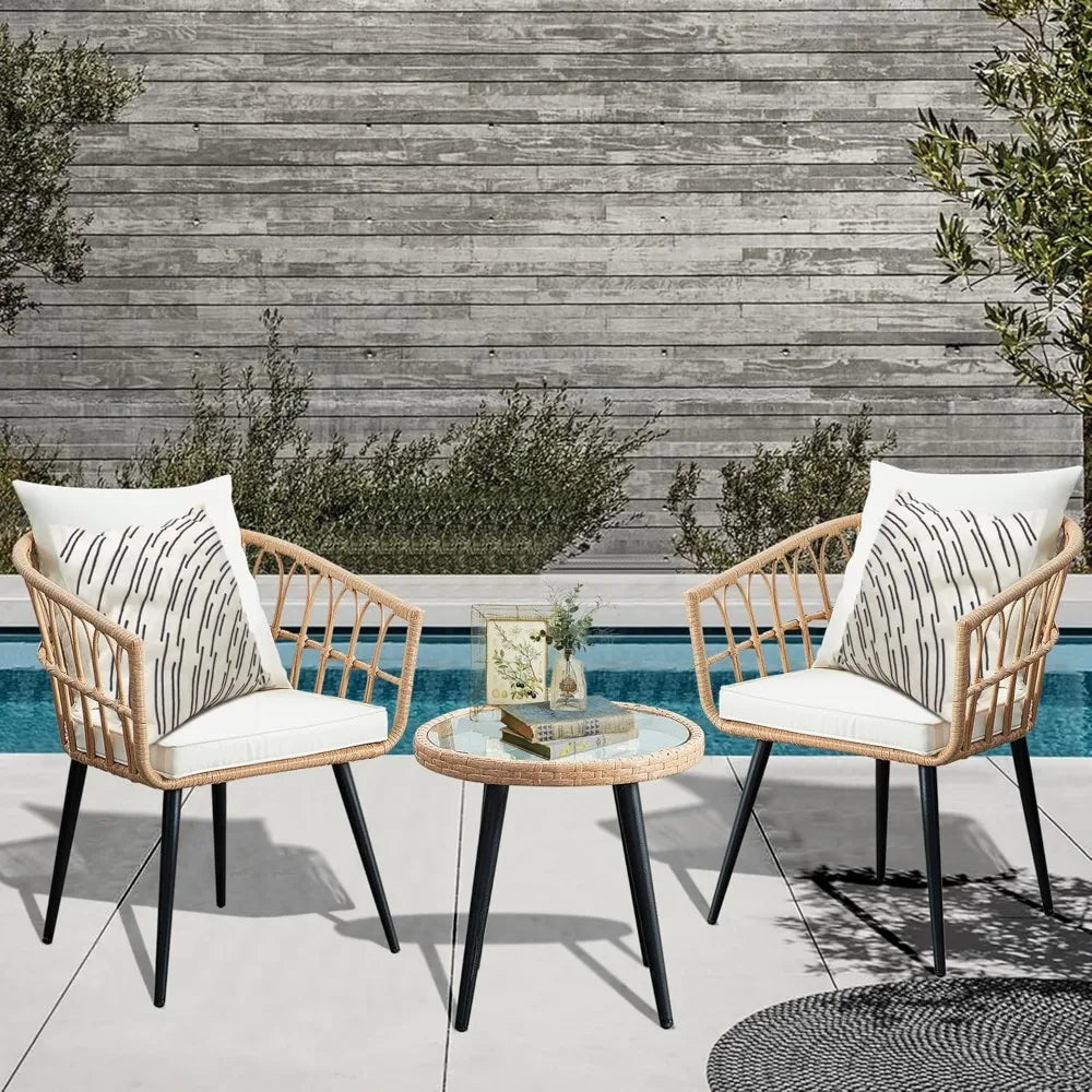 Outdoor Wicker Bistro Set For Balcony Patio Poolside