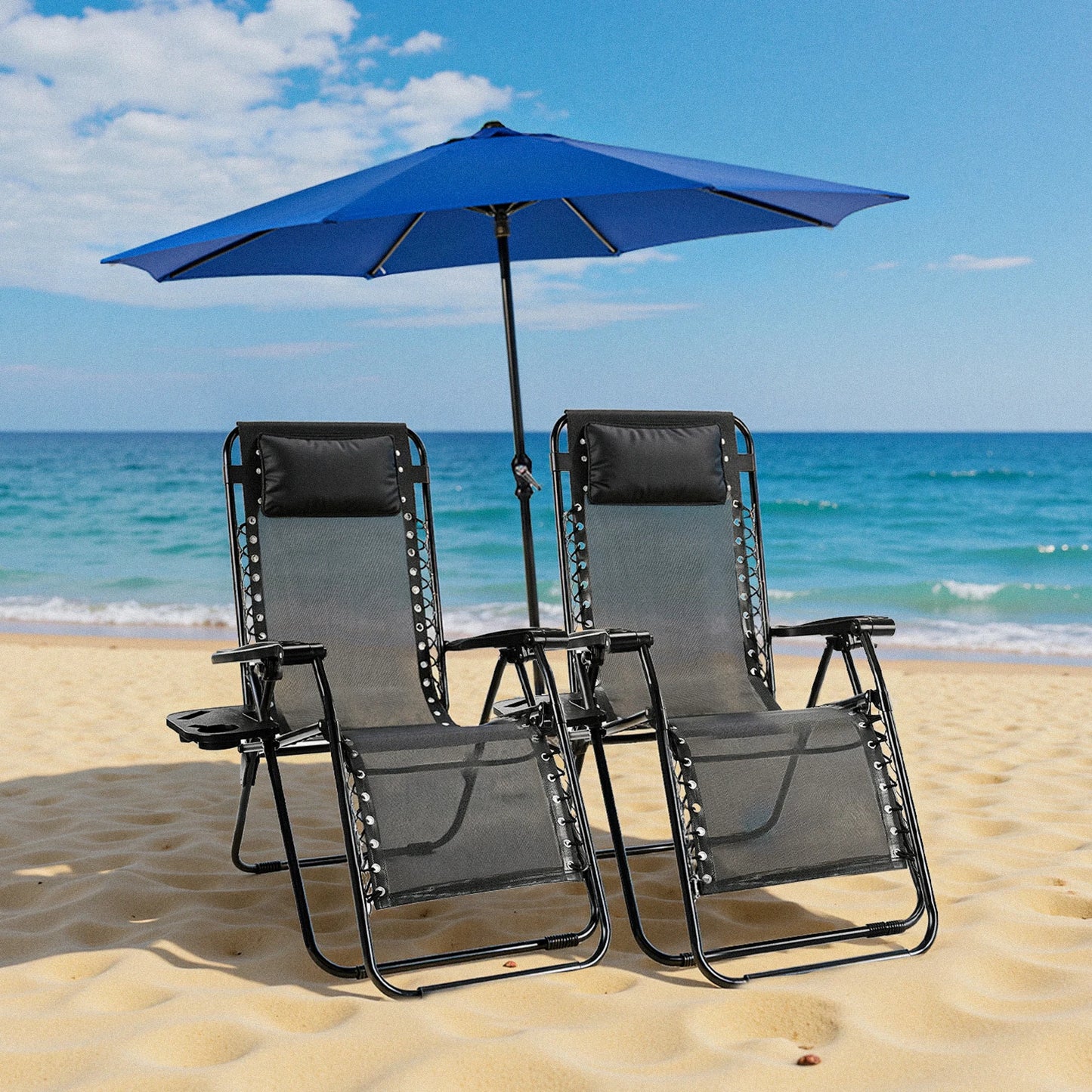JHK Zero Gravity Portable Recliner Outdoor Patio Cup Holder Trays