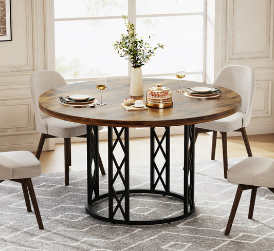 Tribesigns Round Dining Table For 4-6 People Farmhouse Kitchen