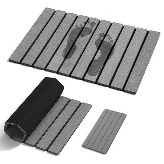 Stone Bath Mat for Bathroom with Absorbing Tray, 2Piece Set Includes 24x16 Inch Quick Drying Diatomaceous Earth Bath Mat amp 8x4