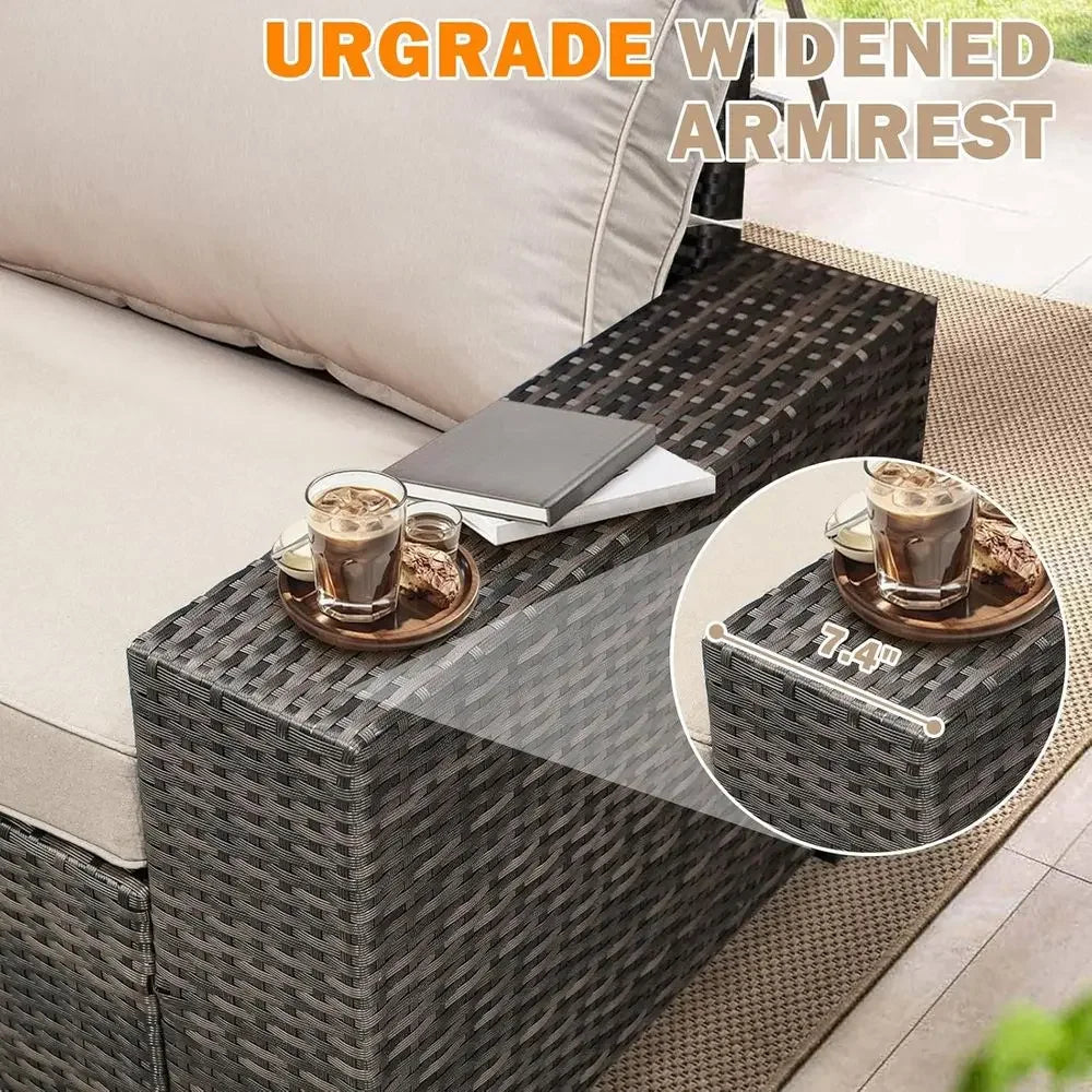 Outdoor Wicker Patio Furniture Set With Cushions And Coffee Table