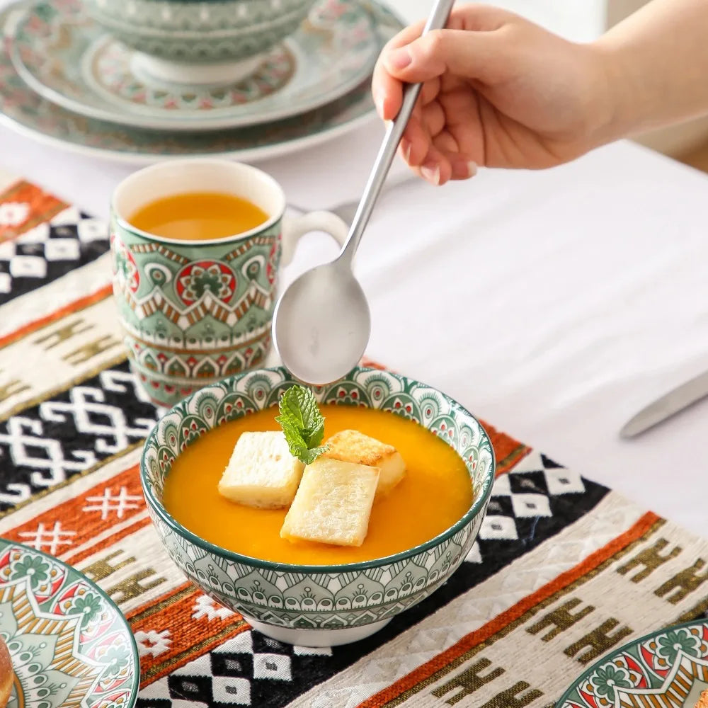 MALACASA Bohemian Mandala Porcelain Dinnerware Set Collection