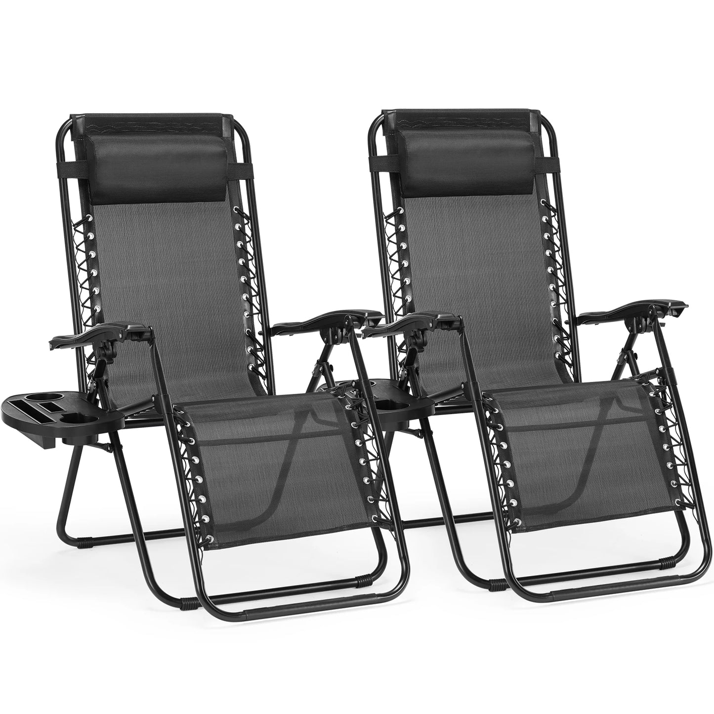 JHK Zero Gravity Portable Recliner Outdoor Patio Cup Holder Trays