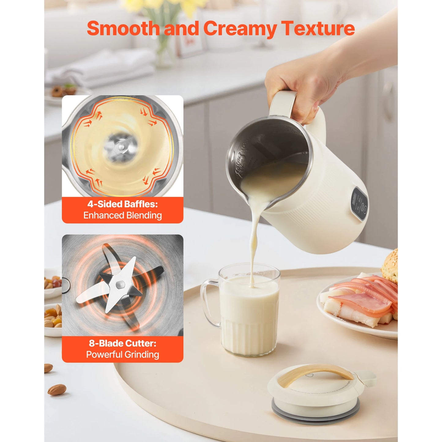 VEVOR 8-in-1 Nut Milk Maker With Self-Cleaning Function