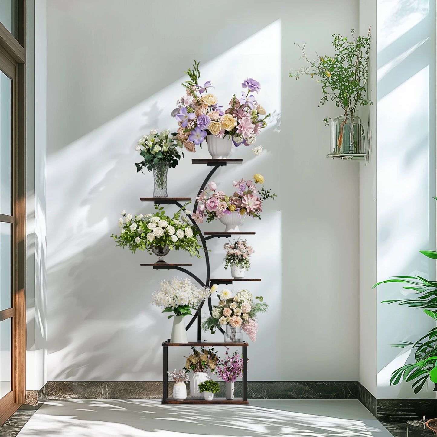 Multilayered Plant Stand Tree-Shaped Display Rack Industrial Style For Indoor