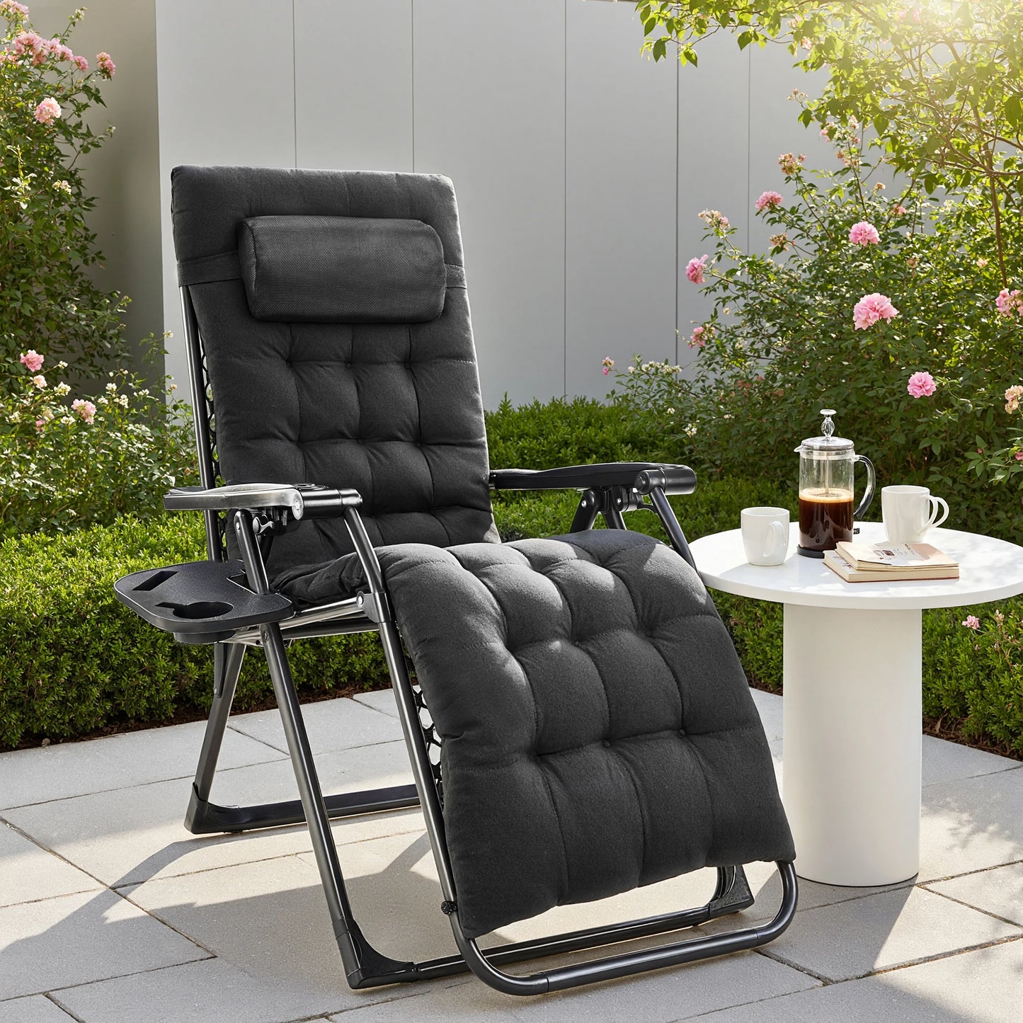 JHK Zero Gravity Portable Recliner Outdoor Patio Cup Holder Trays