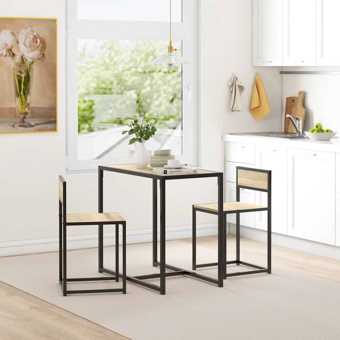 HOMCOM Dining Table Set For Two With Chairs Compact Kitchen Furniture