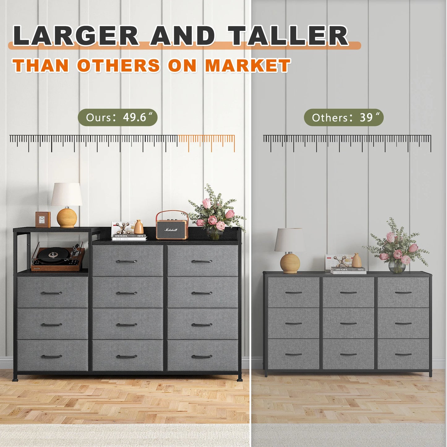 EnHomee 11-Drawer TV Stand And Dresser Combo With Metal Frame
