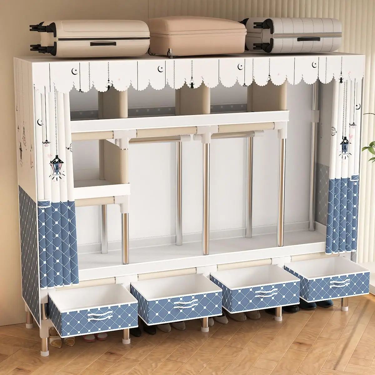 ArluKin Walk In Closet Wardrobe With Drawers Dust Cover Storage