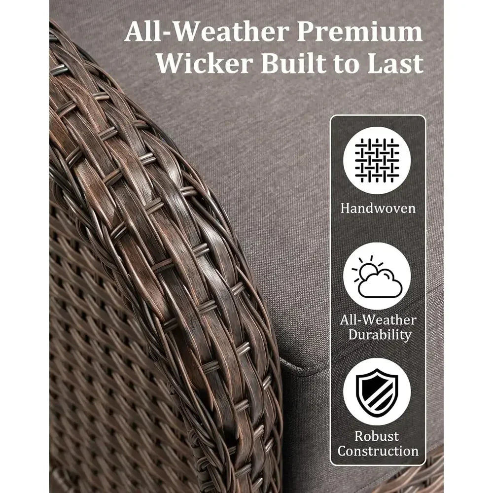 Outdoor Wicker Sofa Set 3-Piece Cushions Weather-Resistant