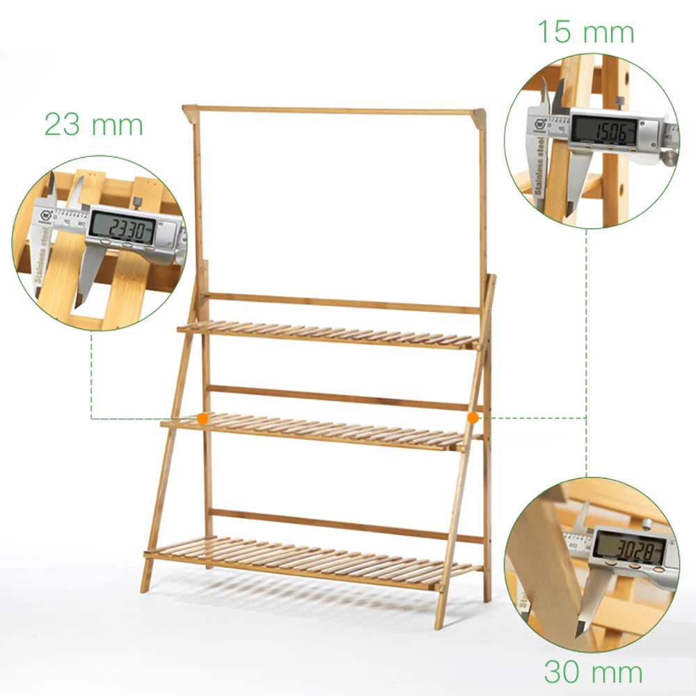 Bamboo 3-Tier Plant Stand for Indoor Outdoor Flower Pots