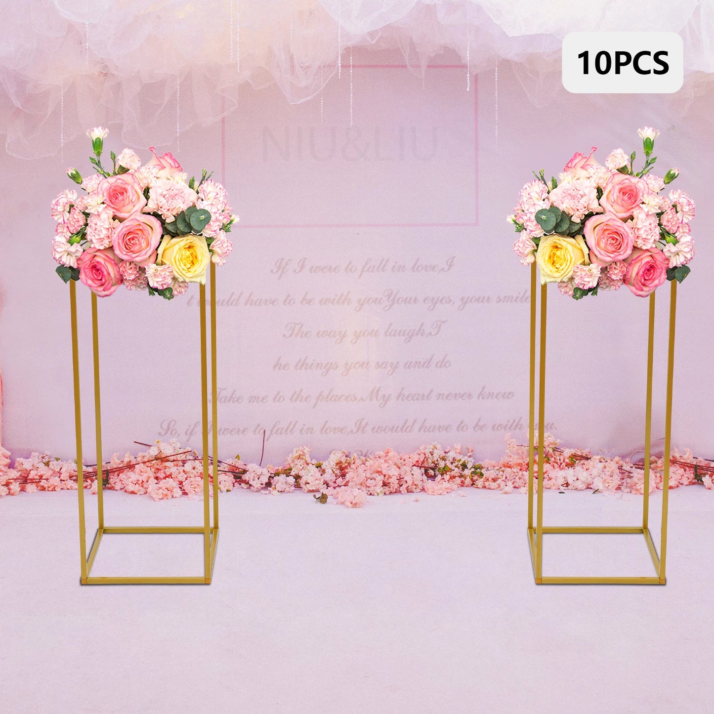 Gold Metal Wedding Flower Stand Set 10 Pieces Balloon Display