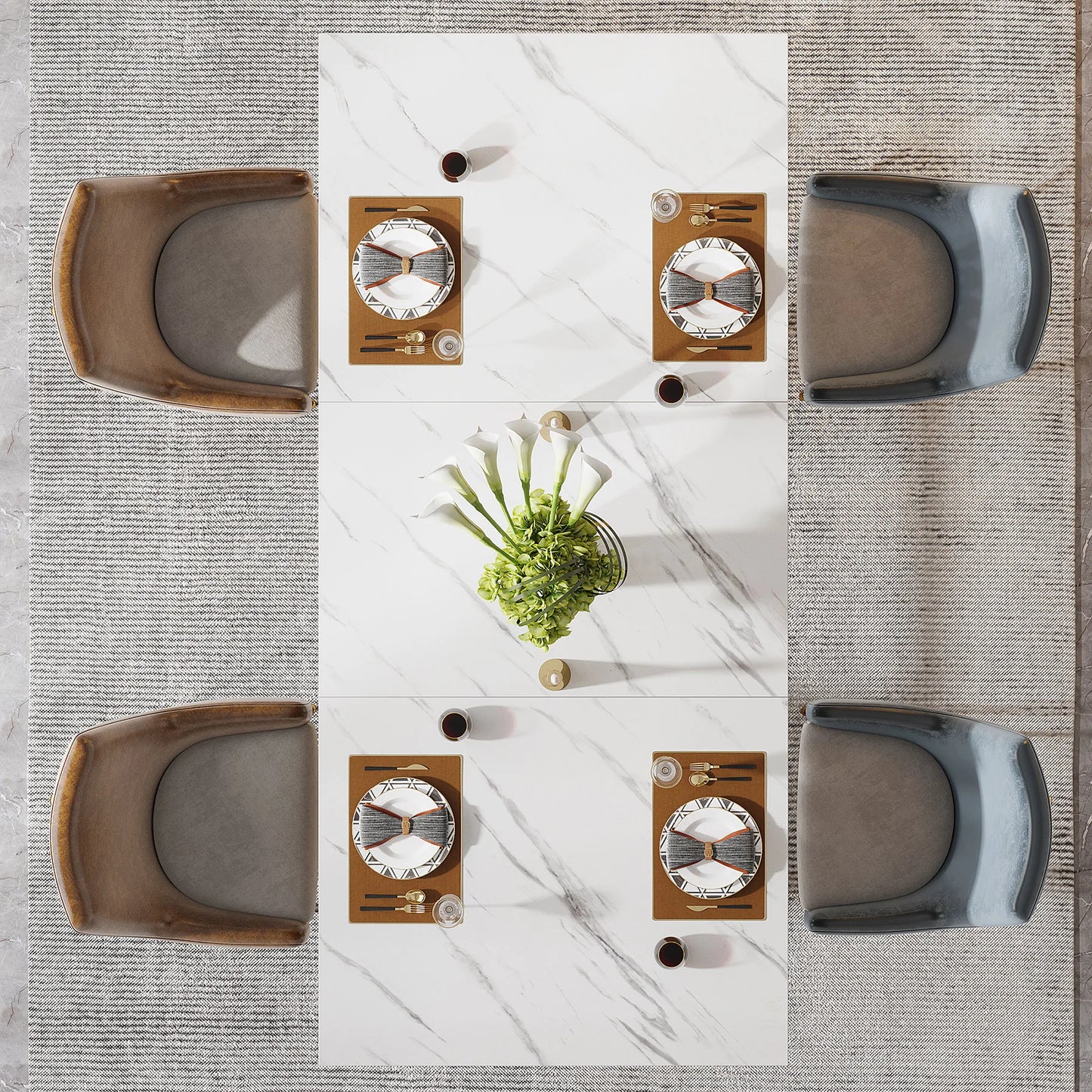 Tribesigns Modern Faux Marble Rectangular Dining Table