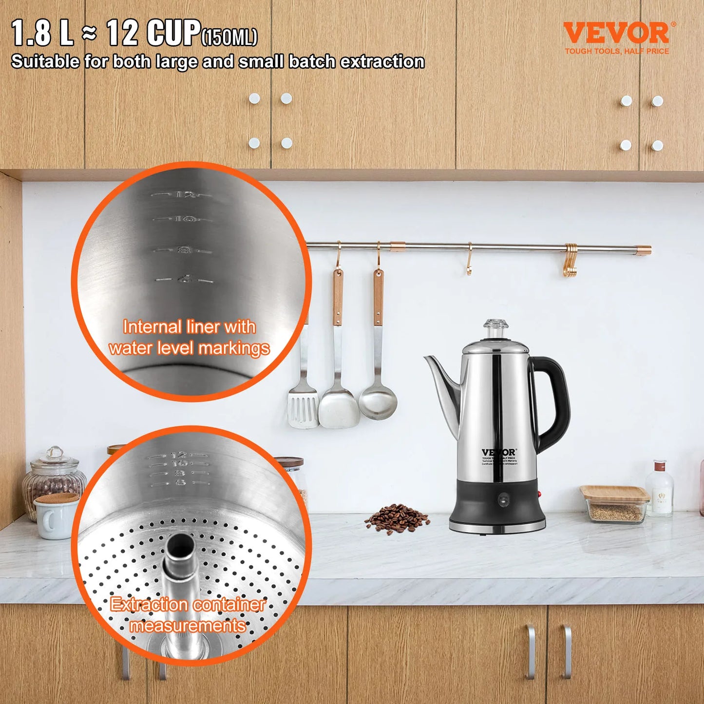 SucceBuy Electric Percolator Coffee Pot With Keep Warm