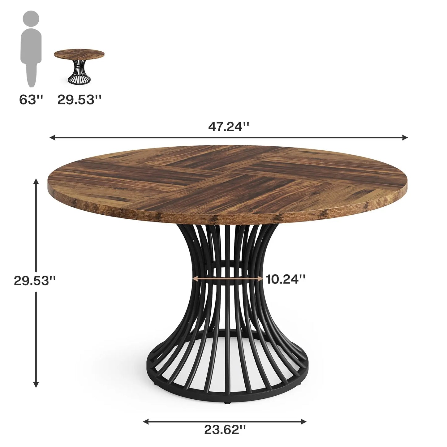Tribesigns Round Dining Table For 4-6 People Farmhouse Kitchen