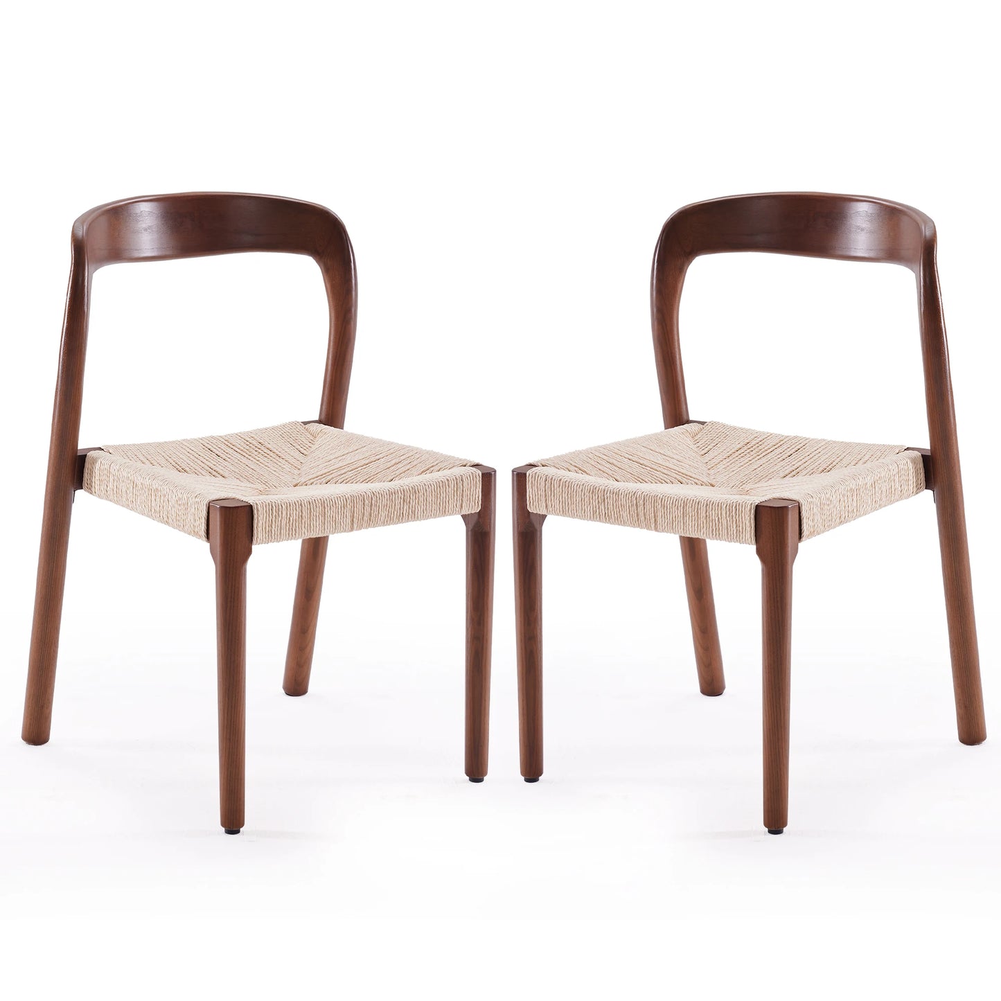 FARINI Set of 2 Ash Wood Stackable Dining Chairs Modern
