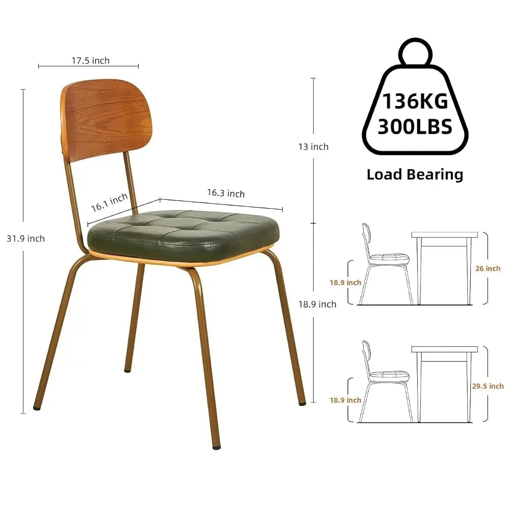 Mid Century Modern Dining Chairs Set of 6 Faux Leather Upholstered Seats