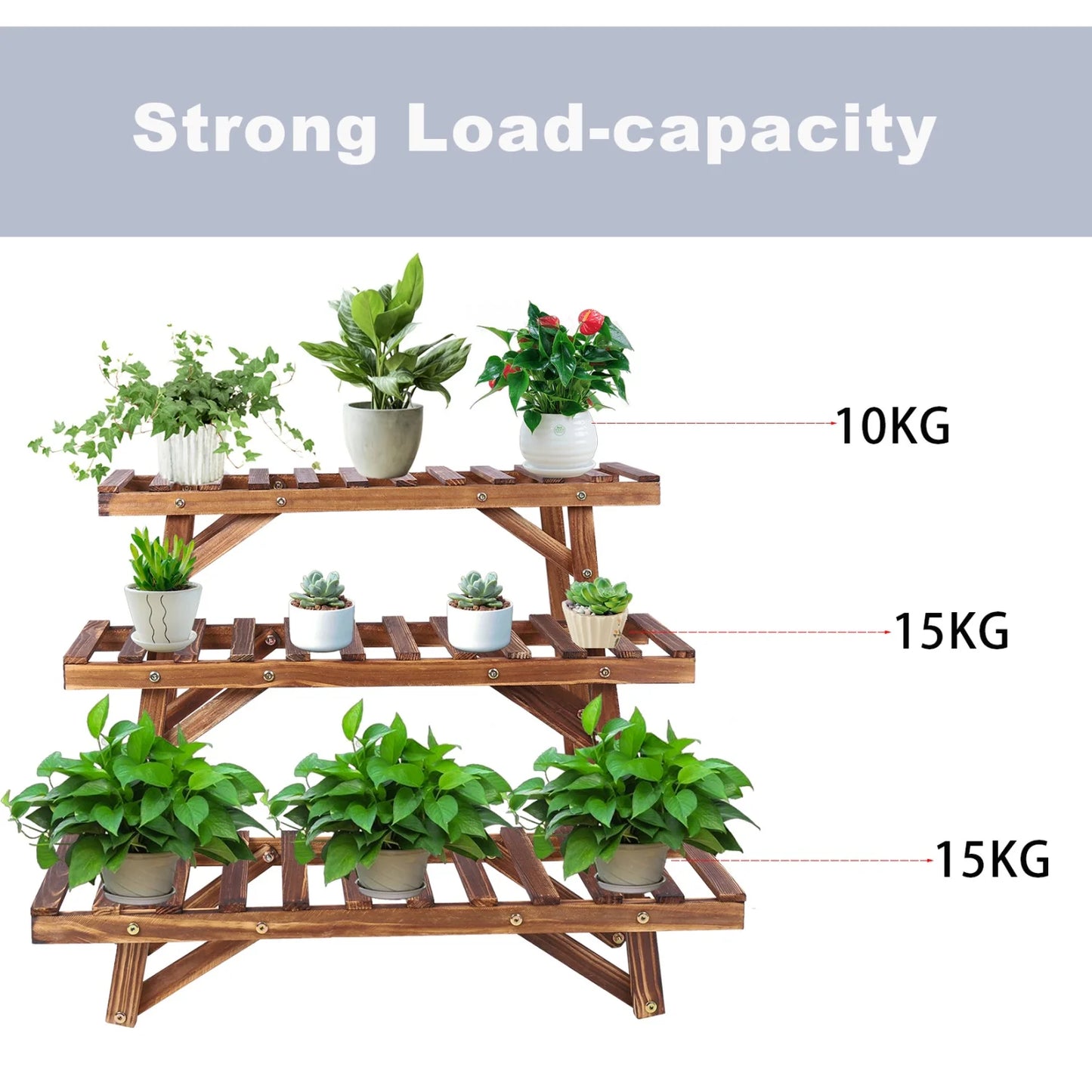 Wood 3-Tier Plant Stand Ladder Shelf for Home Decor