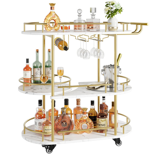 TWISTER.CK Bar Cart With 4 Tier Storage On Wheels Serving