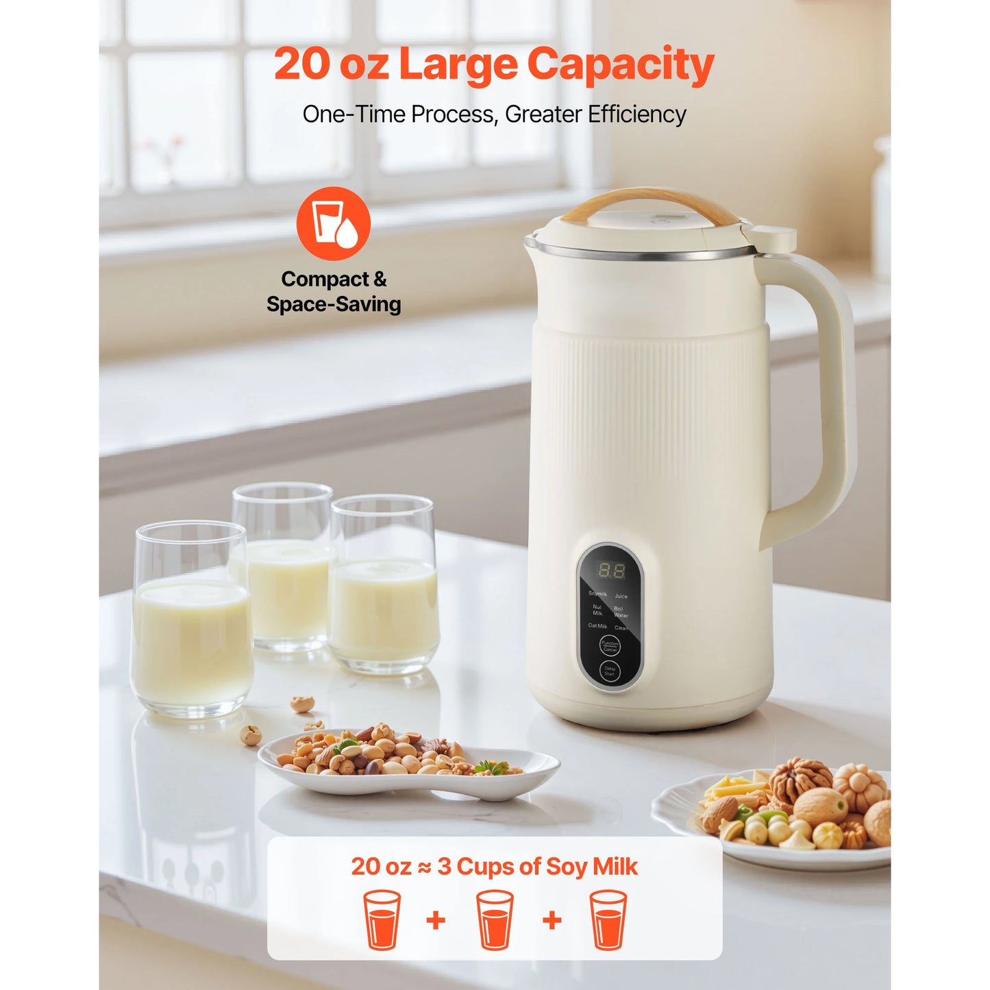 VEVOR 8-in-1 Nut Milk Maker With Self-Cleaning Function