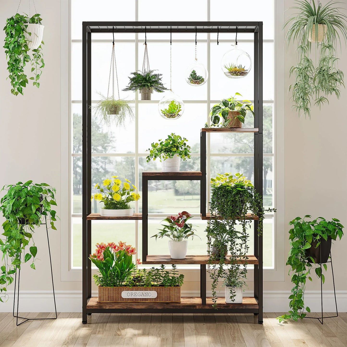 Tribesigns 5-Tier Indoor Plant Stand With Hanging Hooks