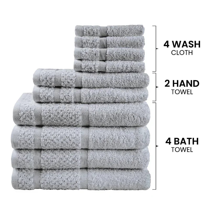 10 Piece Cotton Towel Set Ultra Soft Durable Spa Quality