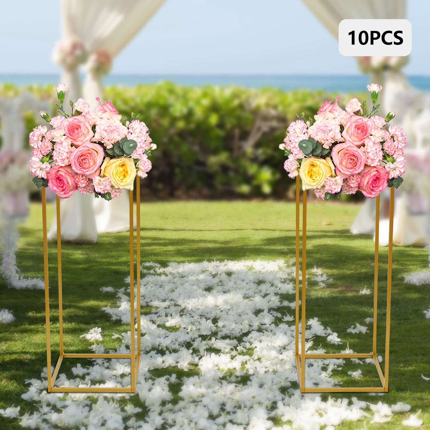 Gold Metal Wedding Flower Stand Set 10 Pieces Balloon Display