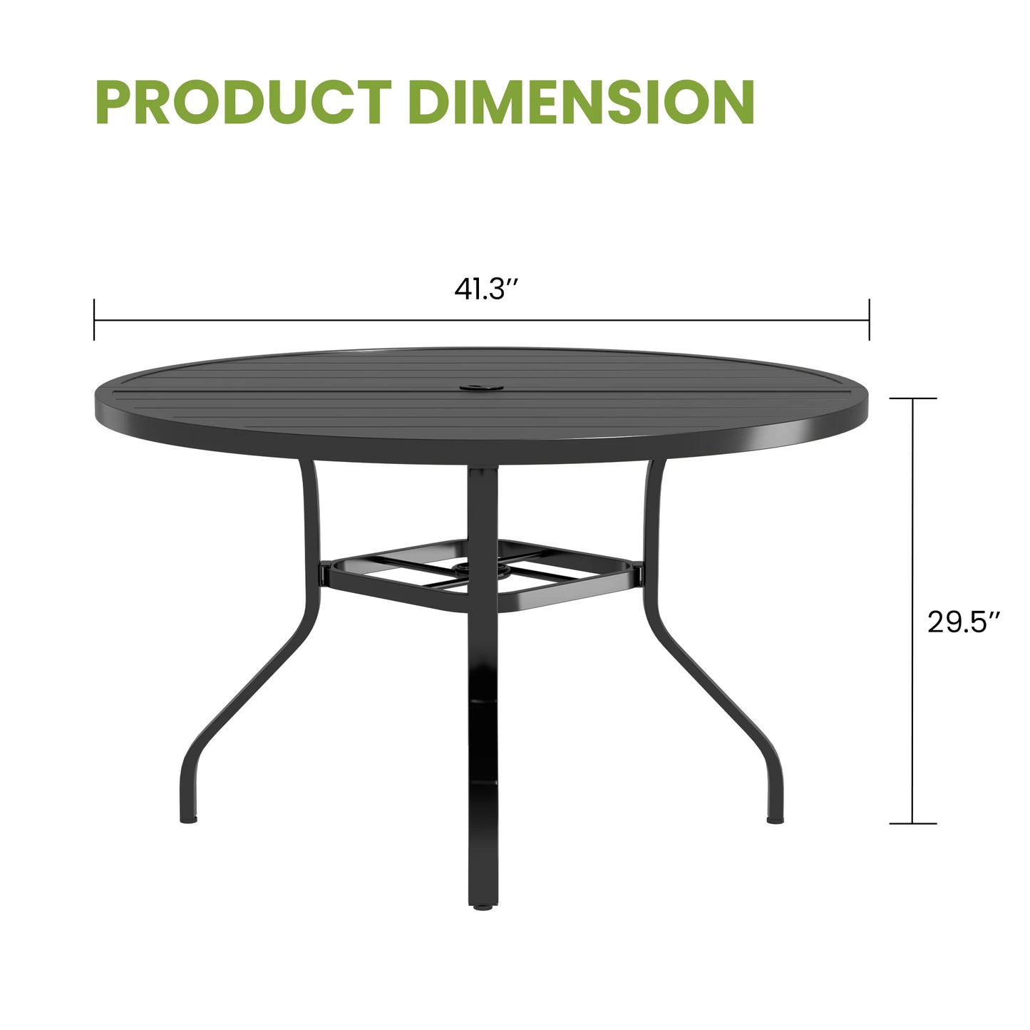 FARINI Outdoor Round Patio Dining Table With Umbrella Hole Metal