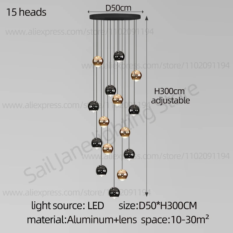 Ceiling Spherical Suspended Staircase Pendent Lamp